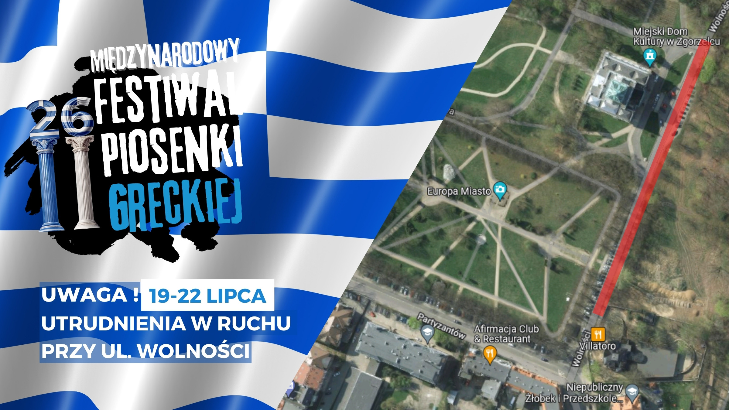 Read more about the article Festiwal Piosenki Greckiej 2024 -utrudnienia w ruchu przy ul. Wolności